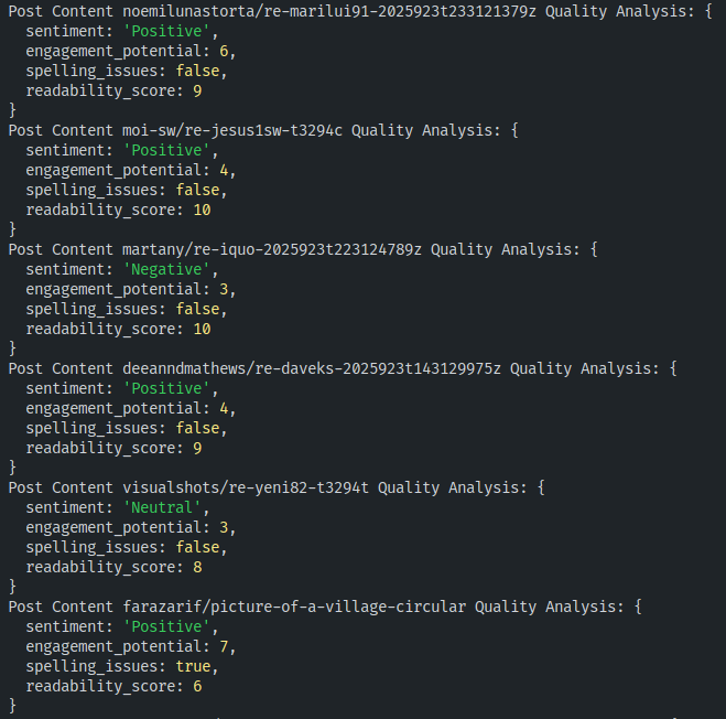Example AI analysis console output