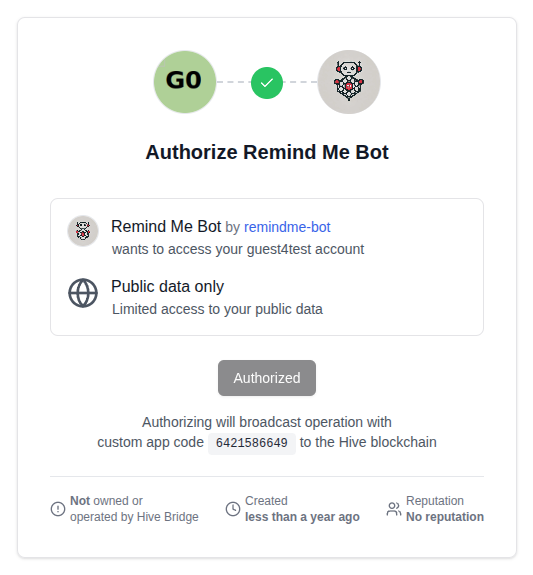 Authorization window